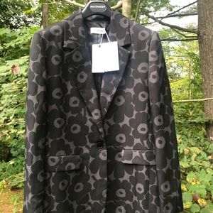 Marimekko Lehdot Mini Unikko Blazer, Size EU 36, Black/dark grey